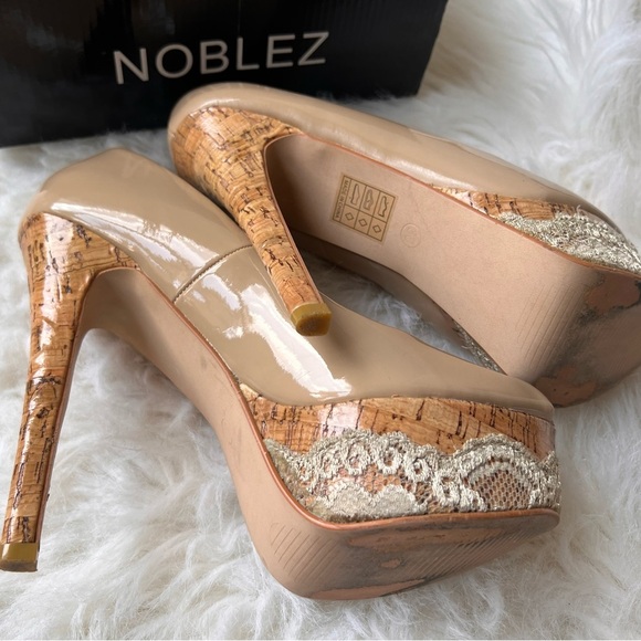 Noblez Soulier Dentelle Nude Heel Shoes EU 38 - Picture 5 of 8